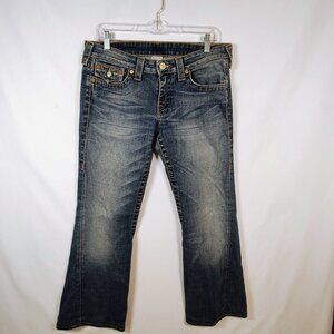 True Religion Size 31 Joey Vintage Low Rise Boot Cut Flap Pockets Jeans
